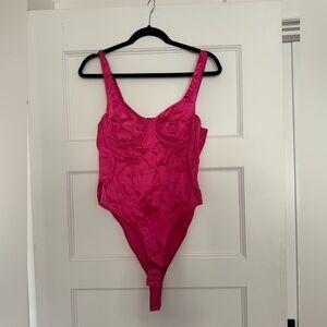 ZARA shiny pink bodysuit